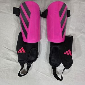 Adidas Vibrant Pink Shin Guards with Black Straps